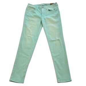 American Eagle Women's Pistachio Green Super Stretch Distressed Denim Jeans Sz 8